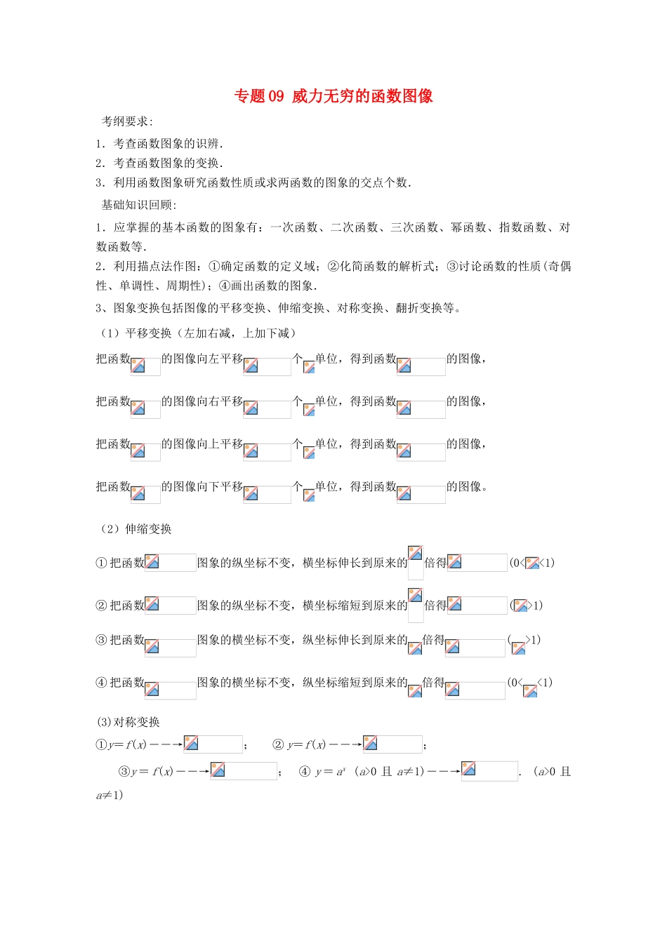 备战高考数学一轮复习（热点难点）专题09 威力无穷的函数图像-人教版高三全册数学试题_第1页