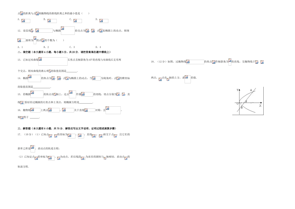 备战高考数学一轮复习 第十九单元 圆锥曲线单元B卷 理-人教版高三全册数学试题_第2页