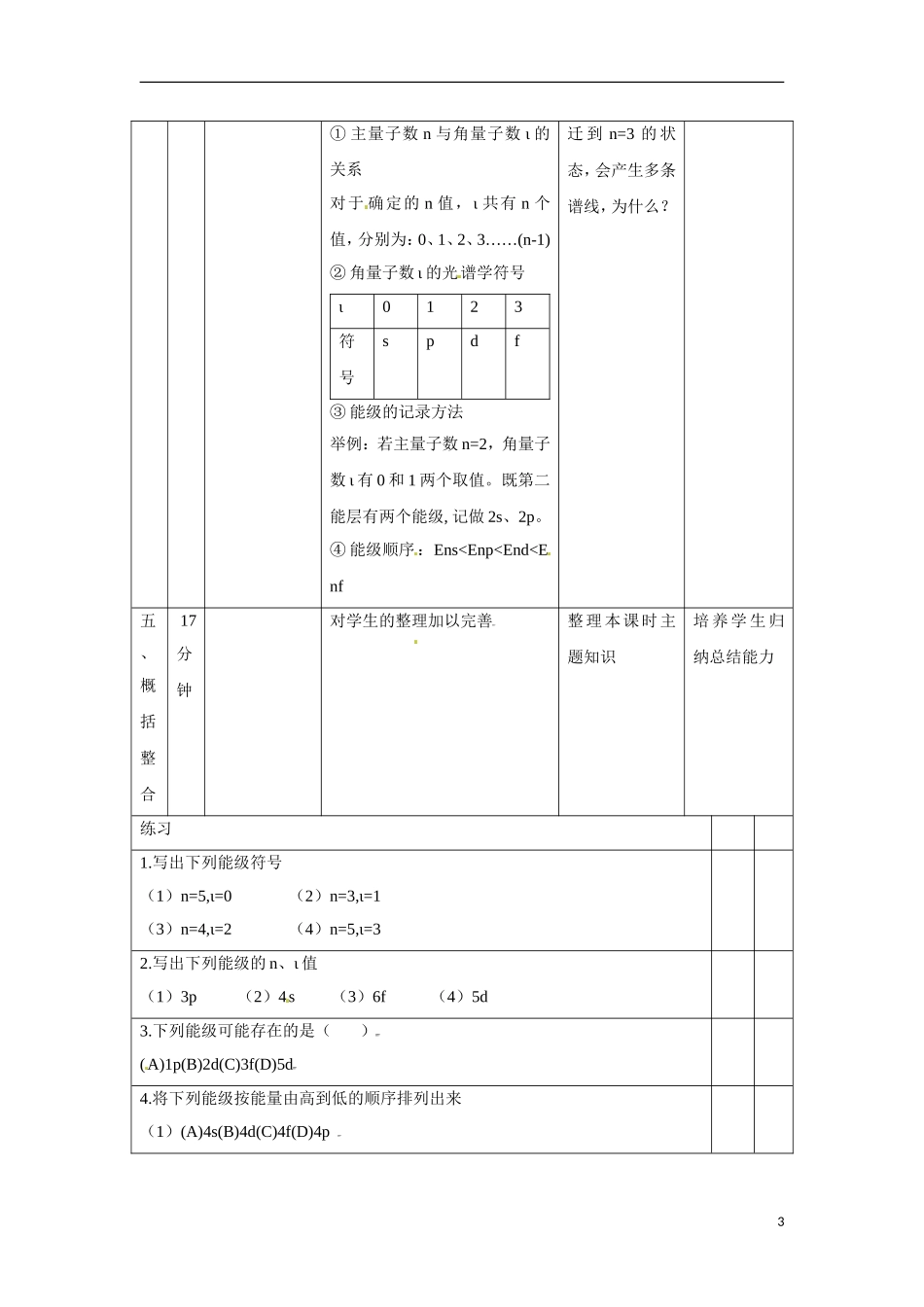 【四维备课】高中化学 第1章第1节 原子结构模型（第2课时量子力学对原子核外电子运动状态的描述）教案 鲁科版选修3_第3页