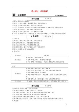 【创新设计】（山东适用）2014版高考历史一轮复习讲义 （知识整合+聚焦重点+对接高考+限时规范训练） 第8课时 明治维新 新人教版选修1