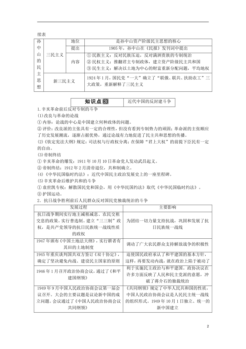 【创新设计】（山东适用）2014版高考历史一轮复习讲义 （知识整合+聚焦重点+对接高考+限时规范训练） 第3课时 人民群众争取民主的斗争 新人教版选修2_第2页