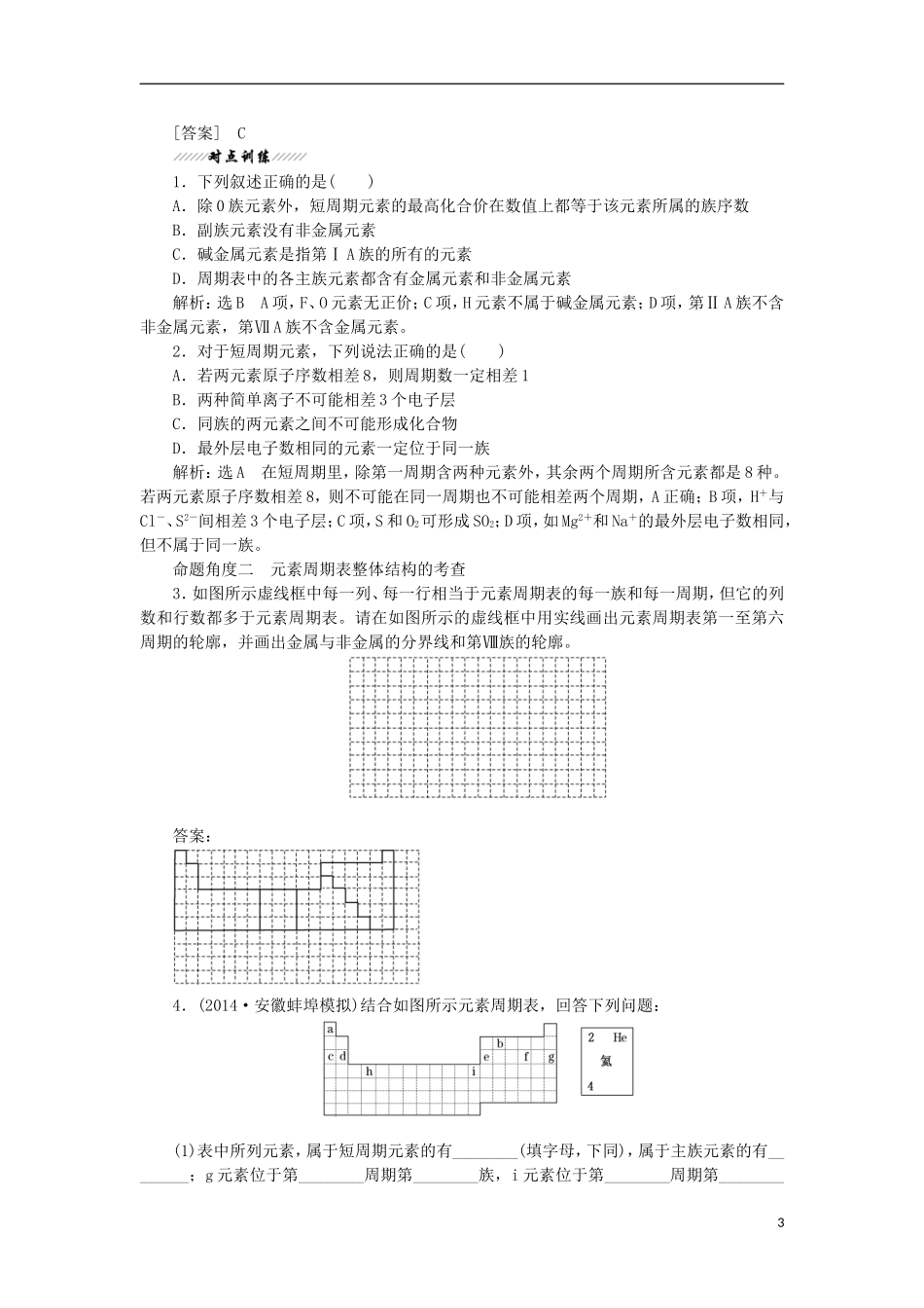 【创新方案】2015高考化学大一轮复习讲义（研考点认知层层递进 析考题能力步步提高，含详细考点）元素周期表和元素周期律_第3页