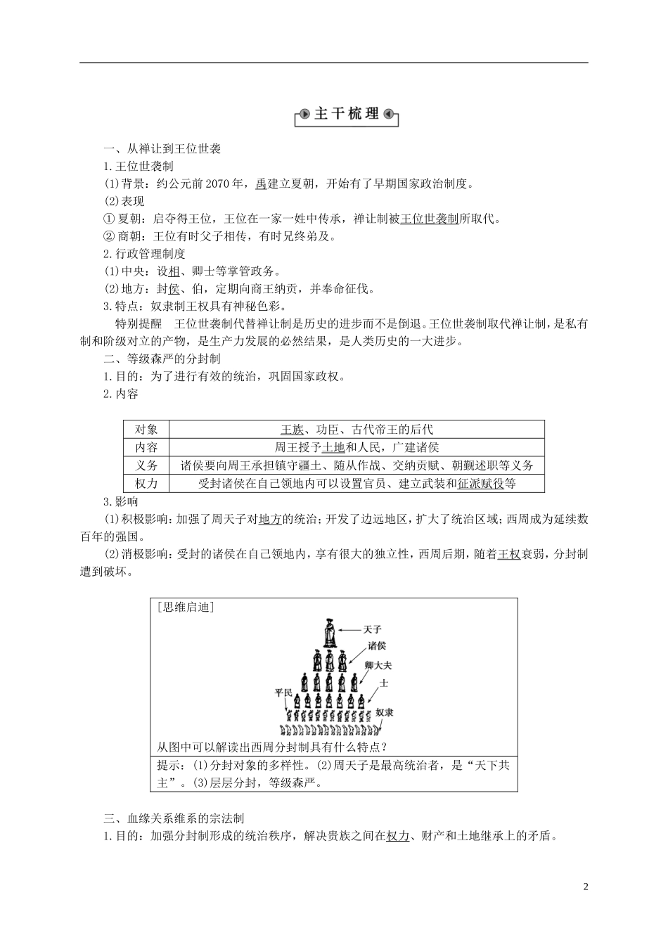 【优化方案】（安徽专用）2014-2015高中历史 第一单元 古代中国的政治制度讲义 新人教版必修1_第2页