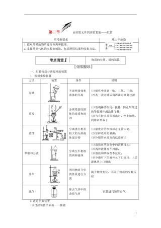【三维设计】（人教通用版）2015届高考化学一轮总复习讲义 第二节 由实验元件到实验套装组装