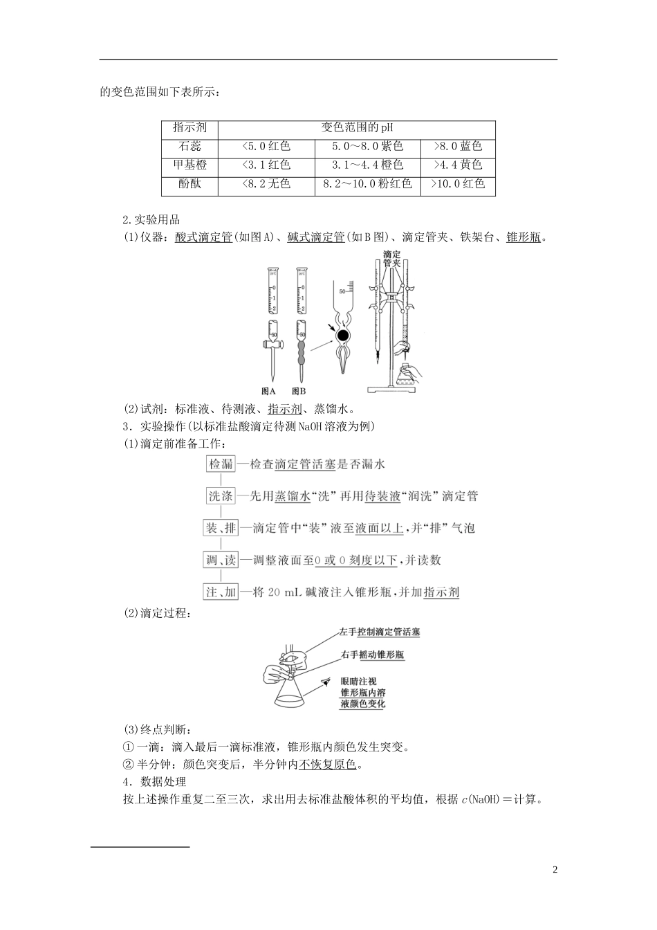【三维设计】（人教通用版）2015届高考化学一轮总复习讲义 第二节 溶液的酸碱性与pH计算_第2页