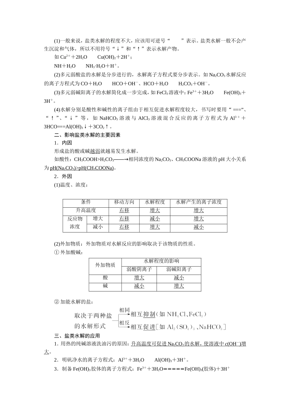 【三维设计】（人教通用版）2015届高考化学一轮总复习讲义 第三节 盐类的水解_第2页