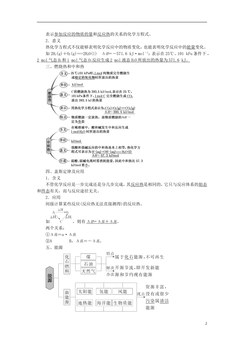 【三维设计】（人教通用版）2015届高考化学一轮总复习讲义 第一节 化学反应的热效应_第2页