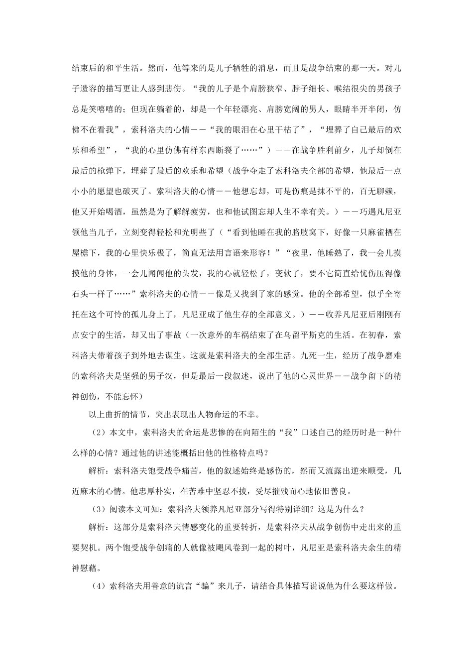 【2012年暑假总动员】高中语文《一个人的遭遇（节选）》教案 苏教版必修2_第2页