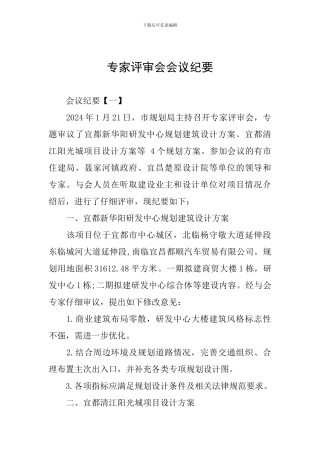 专家评审会会议纪要