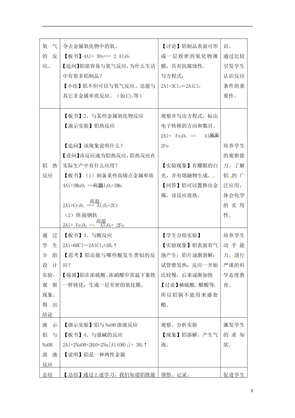 《铝 金属材料》教案（2）_第3页