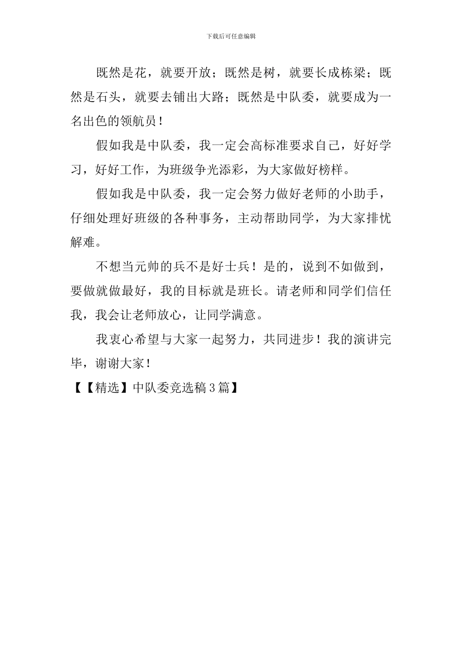 中队委竞选稿3篇_第3页