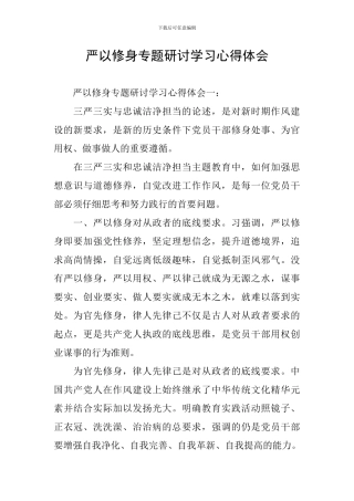 严以修身专题研讨学习心得体会