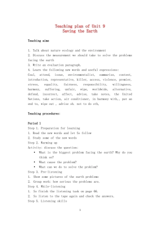 Teaching plan of Unit 9