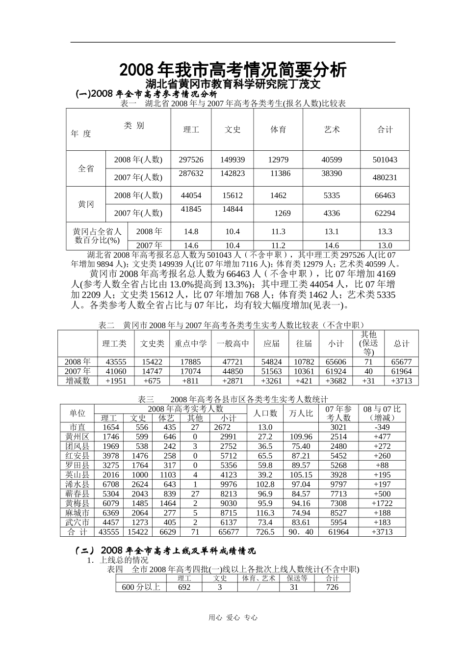 5.2008年我市高考情况简要分析_第1页