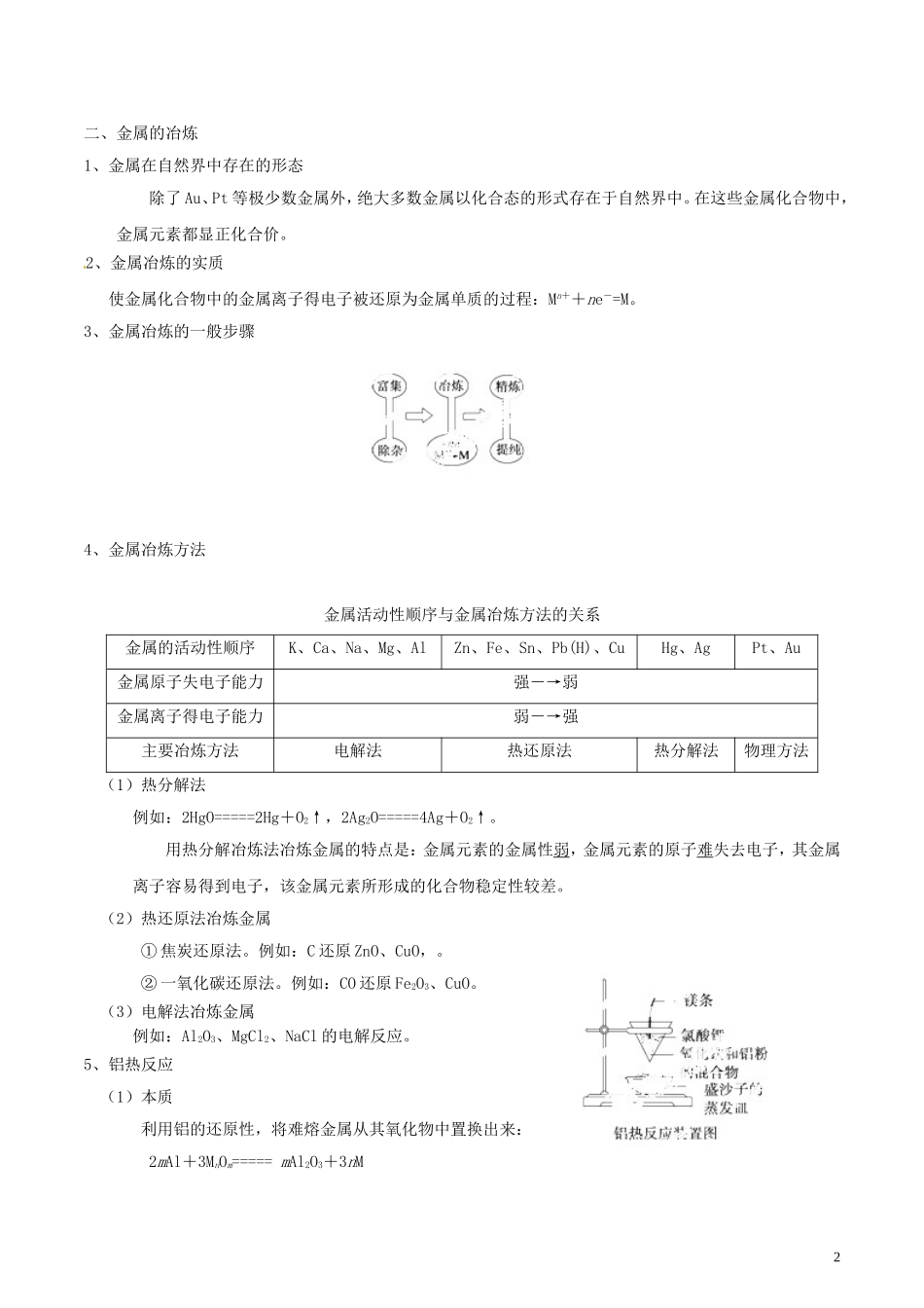 2015年高考化学一轮复习 专题5.1 开发利用金属矿物和海水资源（金属综合）讲案（含解析）_第2页