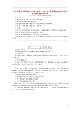 2014高考历史模块复习方案 模块三 第3步 通史融会贯通 从联系中构建历史知识体系
