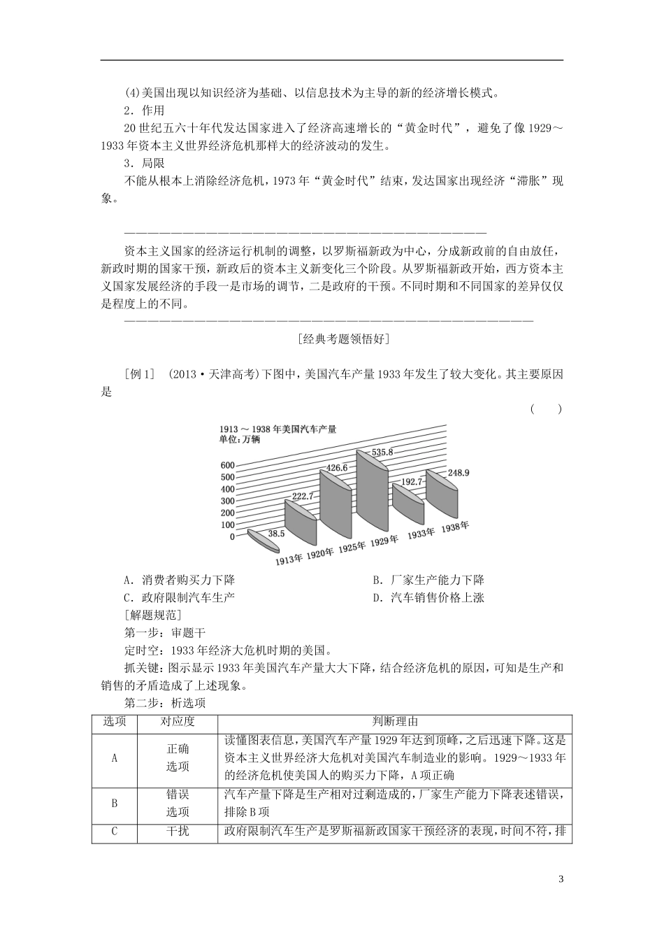2014高考历史模块复习方案 模块三 第2步 专题十三 世界资本主义经济政策的调整和苏联的社会主义建设_第3页