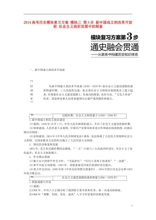 2014高考历史模块复习方案 模块三 第3步 新中国成立到改革开放前 社会主义曲折发展中的探索
