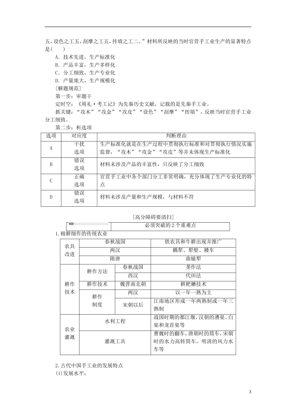 2014高考历史模块复习方案 模块一 第2步 专题二 古代中国经济的基本结构与特点_第3页