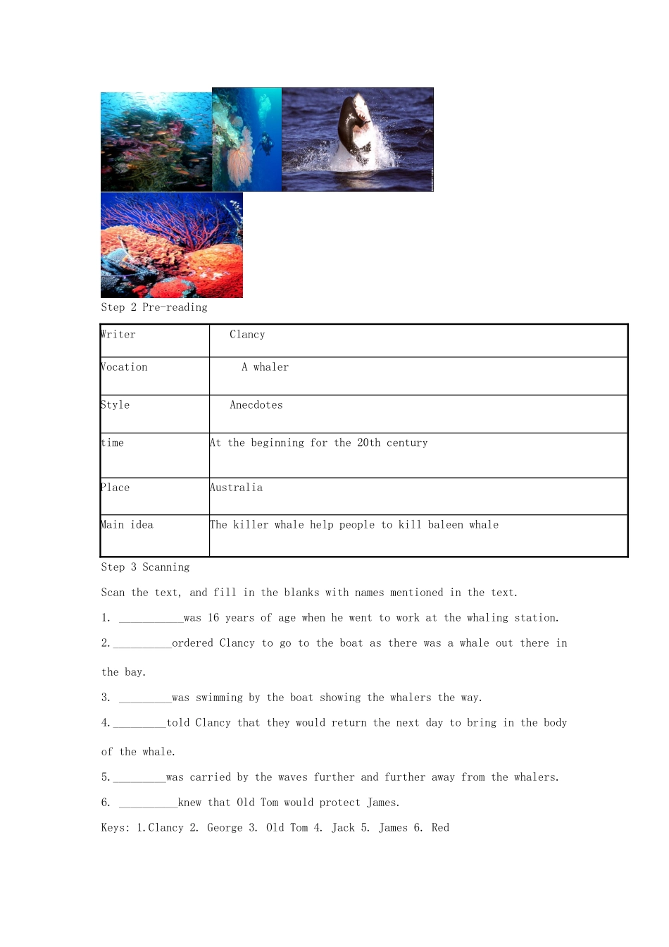 2014年高中英语 Unit 3 Under the sea课文教学教案 新人教版选修7_第2页