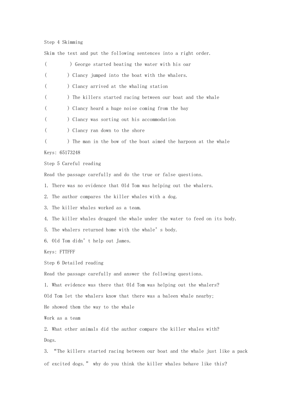 2014年高中英语 Unit 3 Under the sea课文教学教案 新人教版选修7_第3页