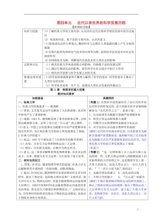 2014年高中历史教材全解 第四单元近代以来世界的科学发展历程 新人教版必修3