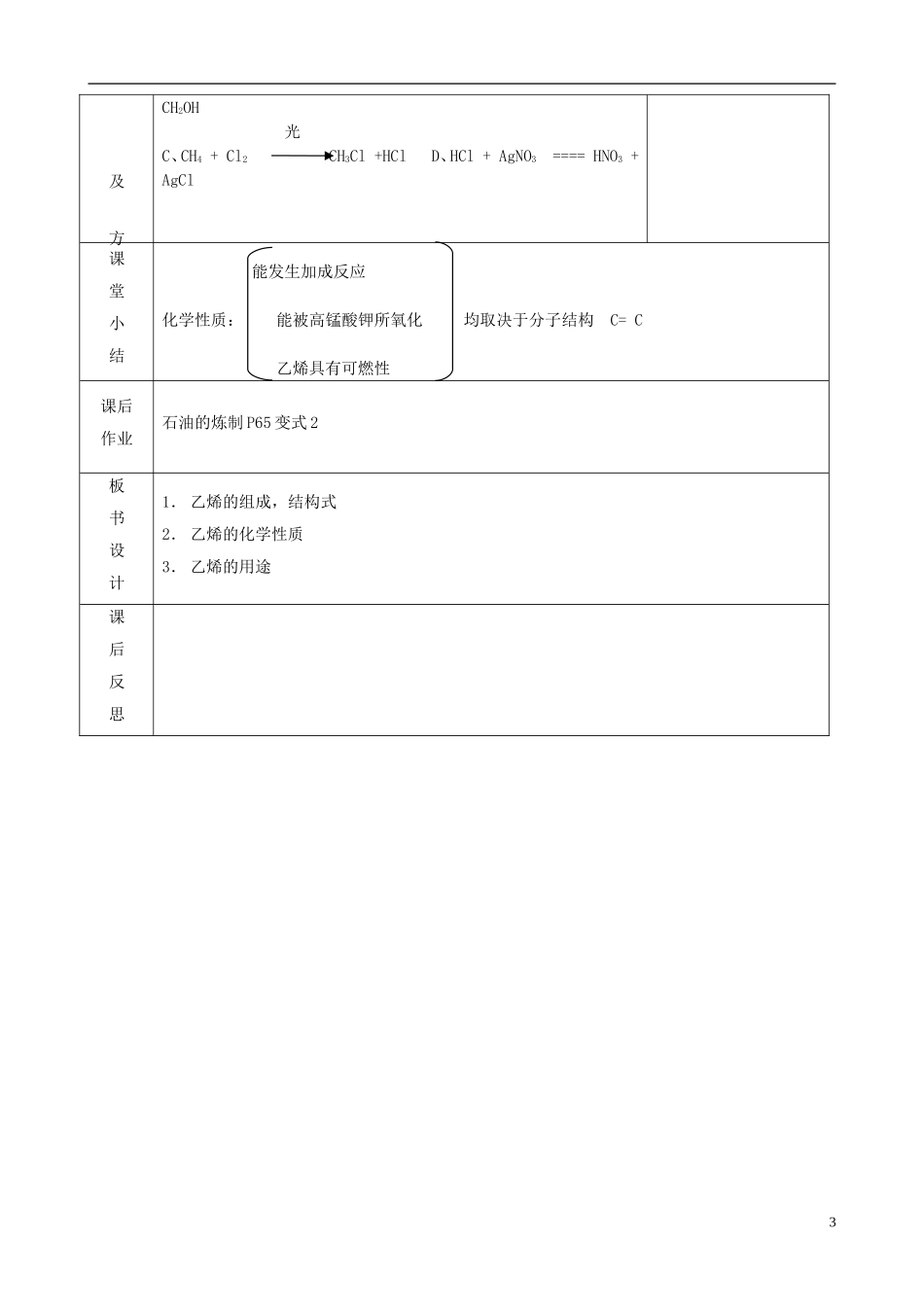 2014年高中化学 3.1 化石燃料与有机化合物 石油的炼制 乙烯第2课时教案 苏教版必修2_第3页