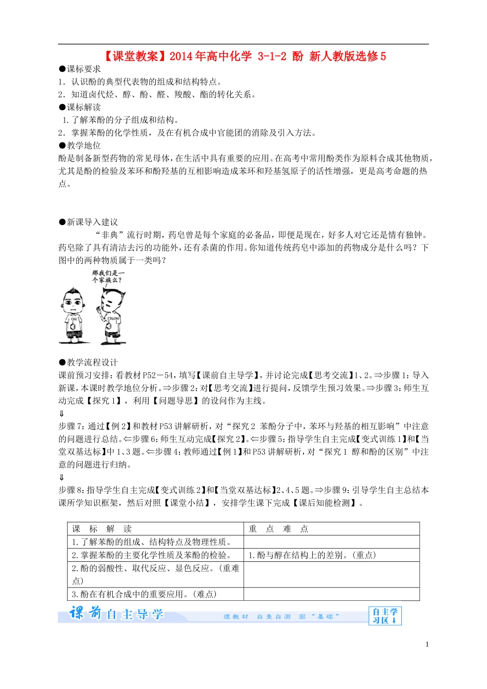 2014年高中化学 3-1-2 酚课堂教案 新人教版选修5_第1页