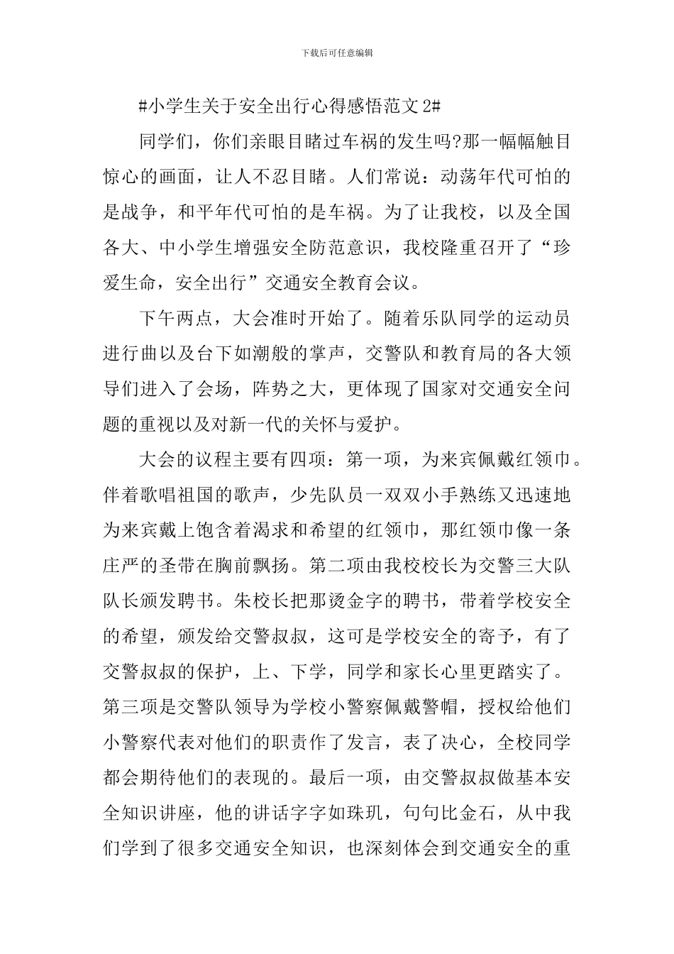 小学生关于安全出行心得感悟_第3页