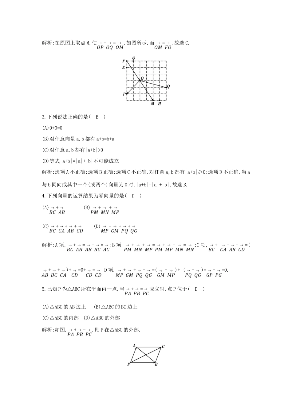 高中数学 第二章 平面向量 2.2.1 向量加法运算及其几何意义课时作业 新人教A版必修4-新人教A版高一必修4数学试题_第2页