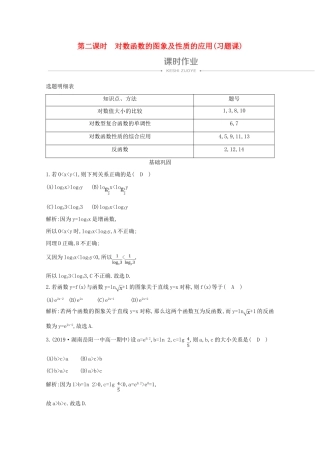 高中数学 第二章 基本初等函数（Ⅰ） 2.2.2 对数函数及其性质 第二课时 对数函数的图象及性质的应用（习题课）课时作业 新人教A版必修1-新人教A版高一必修1数学试题