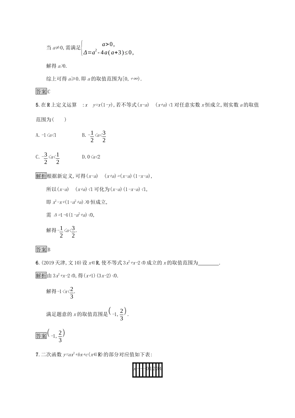 高中数学 第二章 一元二次函数、方程和不等式 2.3 二次函数与一元二次方程、不等式课后篇巩固提升（含解析）新人教A版必修1-新人教A版高一必修1数学试题_第2页