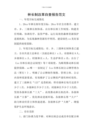 林长制改革自查报告范文
