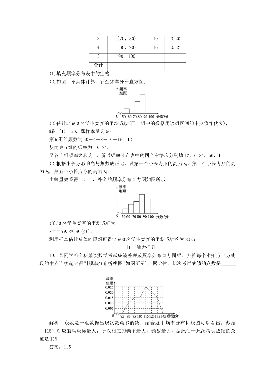 高中数学 第九章 统计章末演练轻松闯关 新人教A版必修第二册-新人教A版高一第二册数学试题_第3页