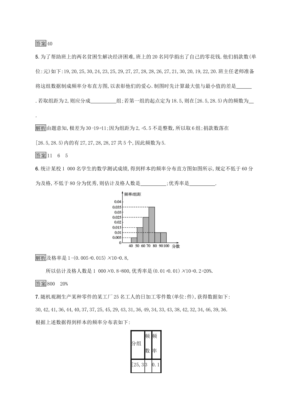 高中数学 第九章 统计 9.2.1 总体取值规律的估计 9.2.2 总体百分位数的估计习题（含解析）新人教A版必修第二册-新人教A版高一第二册数学试题_第3页