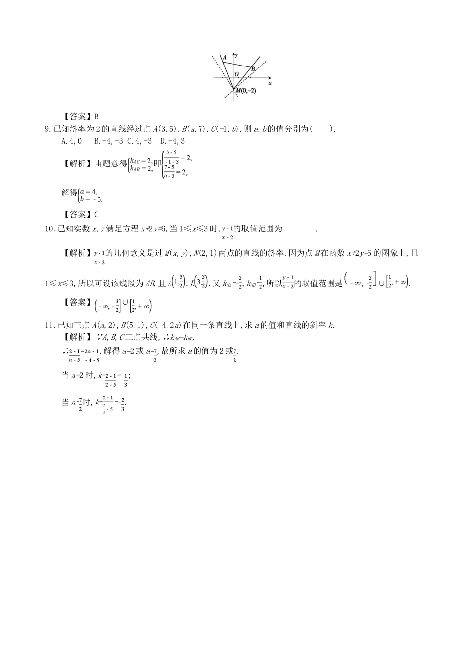 高中数学 第三章 直线的方程 第1课时 直线的倾斜角与斜率同步练习 新人教A版必修2-新人教A版高一必修2数学试题_第3页