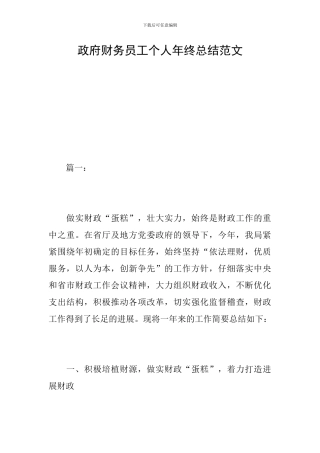 政府财务员工个人年终总结范文