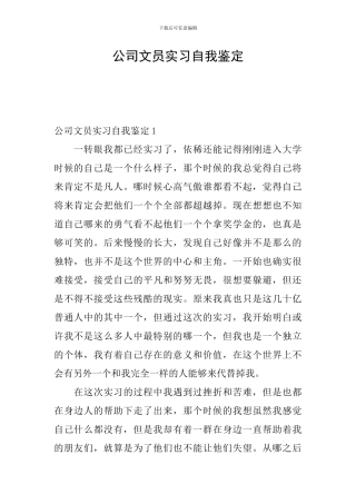 公司文员实习自我鉴定