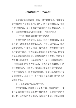 小学辅导员工作总结