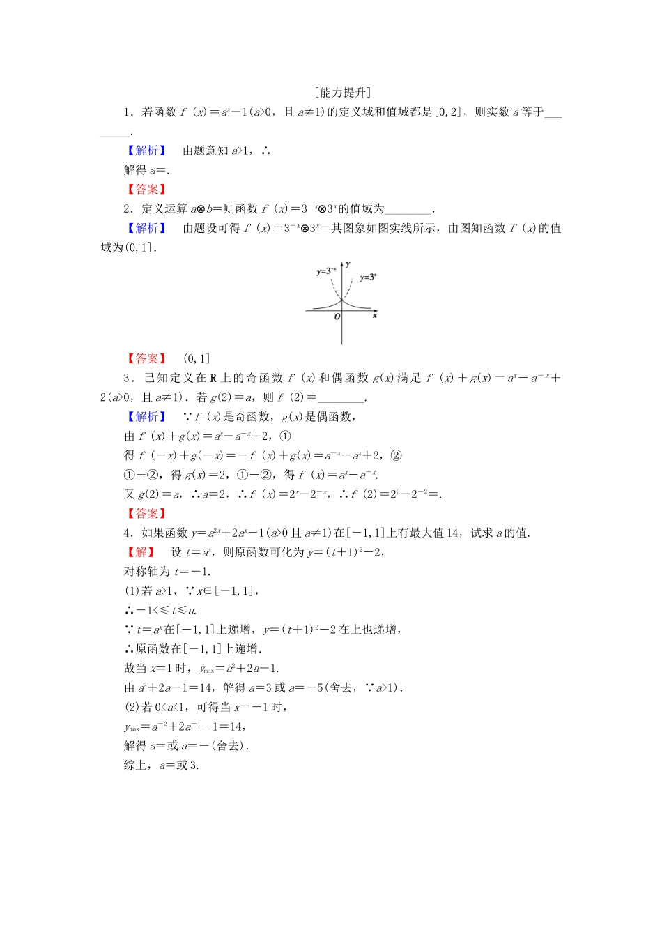 高中数学 第三章 指数函数、对数函数和幂函数 3.1.2 第2课时 指数函数的图象与性质的应用学业分层测评 苏教版必修1-苏教版高一必修1数学试题_第3页