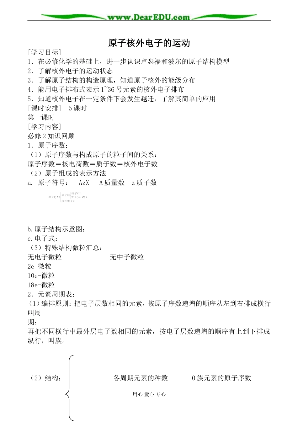 苏教版高中化学选修3原子核外电子的运动教案_第1页