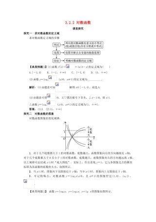 高中数学 第三章 基本初等函数（Ⅰ）3.2 对数与对数函数 3.2.2 对数函数课堂探究 新人教B版必修1-新人教B版高一必修1数学试题