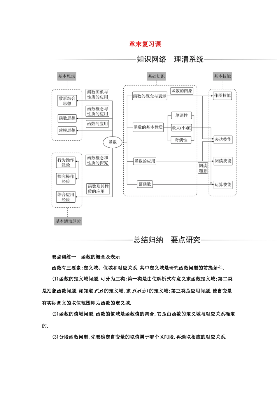 高中数学 第三章 函数的概念与性质章末复习课分层演练（含解析）新人教A版必修第一册-新人教A版高一第一册数学试题_第1页