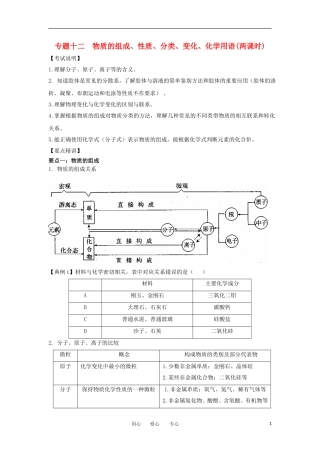 江苏省淮安中学高三化学二轮复习 专题12 物质的组成教案