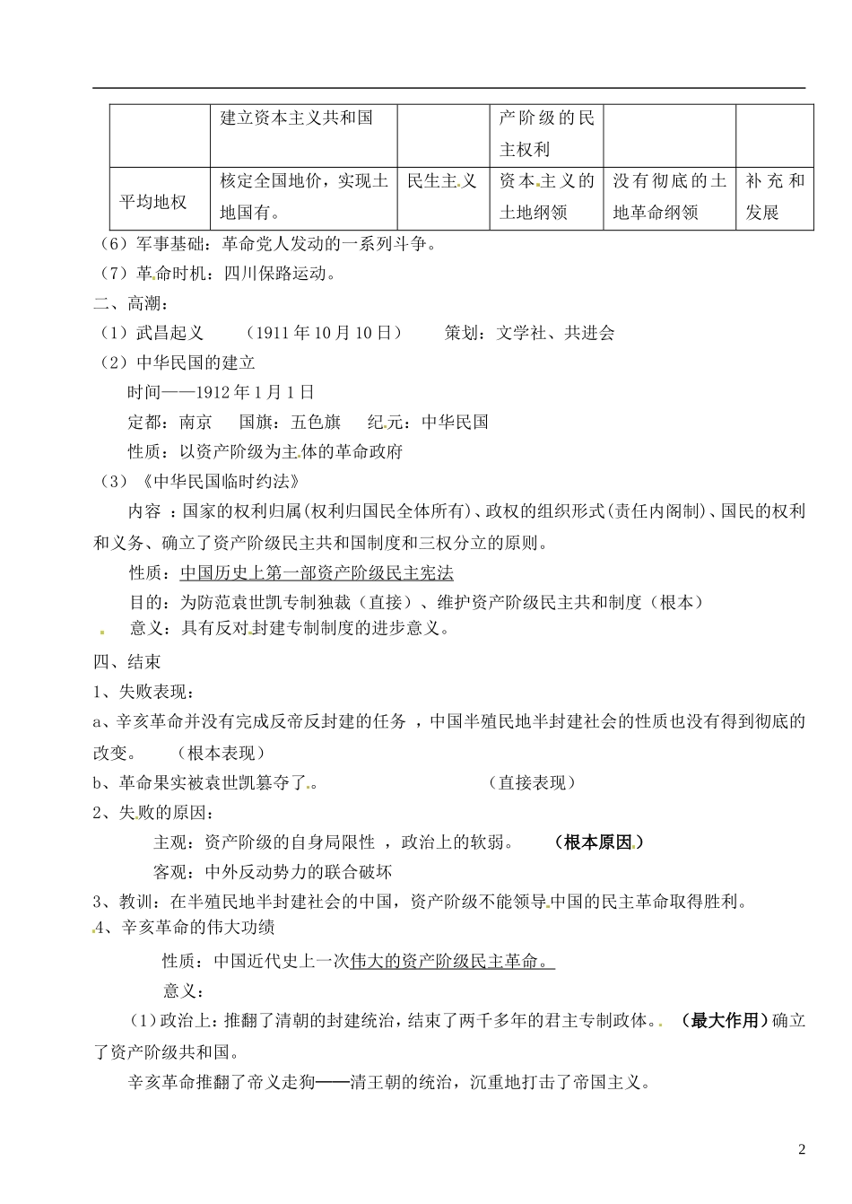 陕西省澄城县寺前中学高中历史 辛亥革命教案 新人教版必修1_第2页