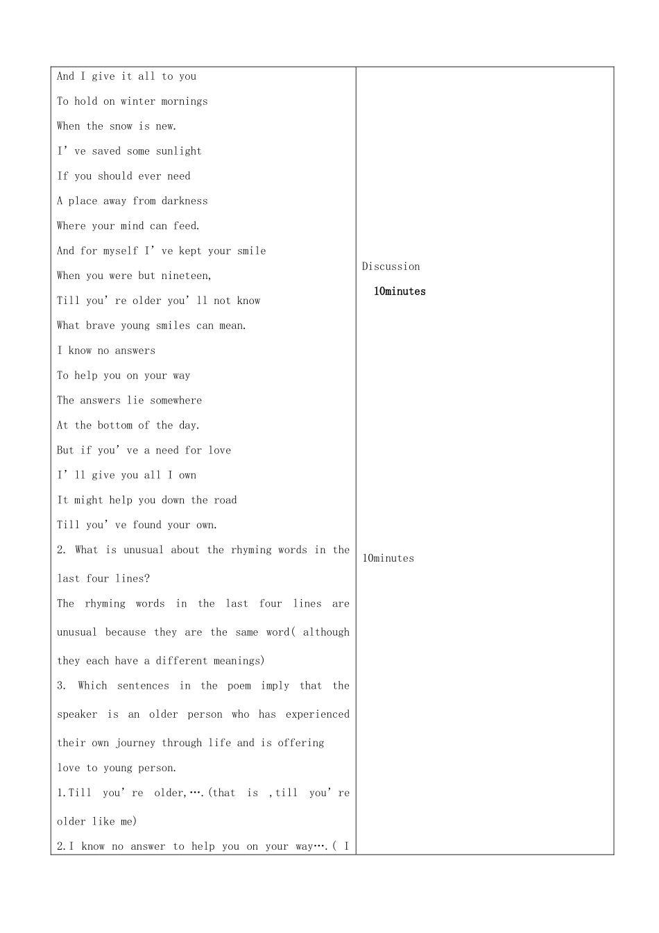 山东省郯城县高二英语《Unit（2） Poems》教案_第2页