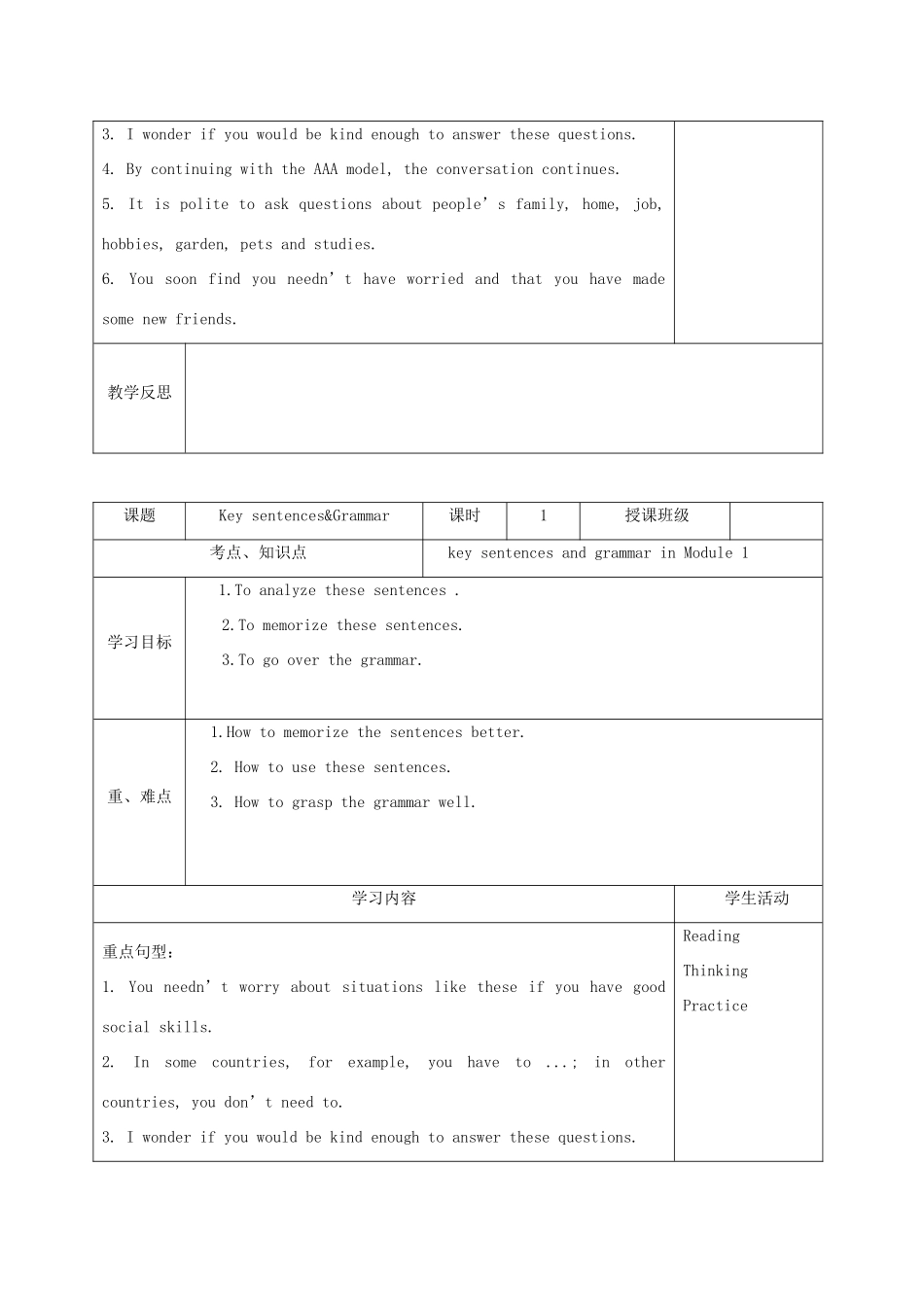 四川省宜宾市一中高二英语下学期第4周教学设计（选修6，Module 1）-人教版高二选修6英语教案_第2页