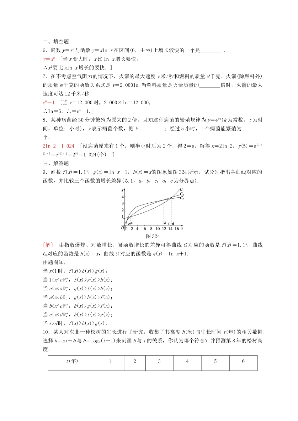 高中数学 第三章 函数的应用 3.2 函数模型及其应用 3.2.1 几类不同增长的函数模型课时分层作业24 新人教A版必修1-新人教A版高一必修1数学试题_第2页