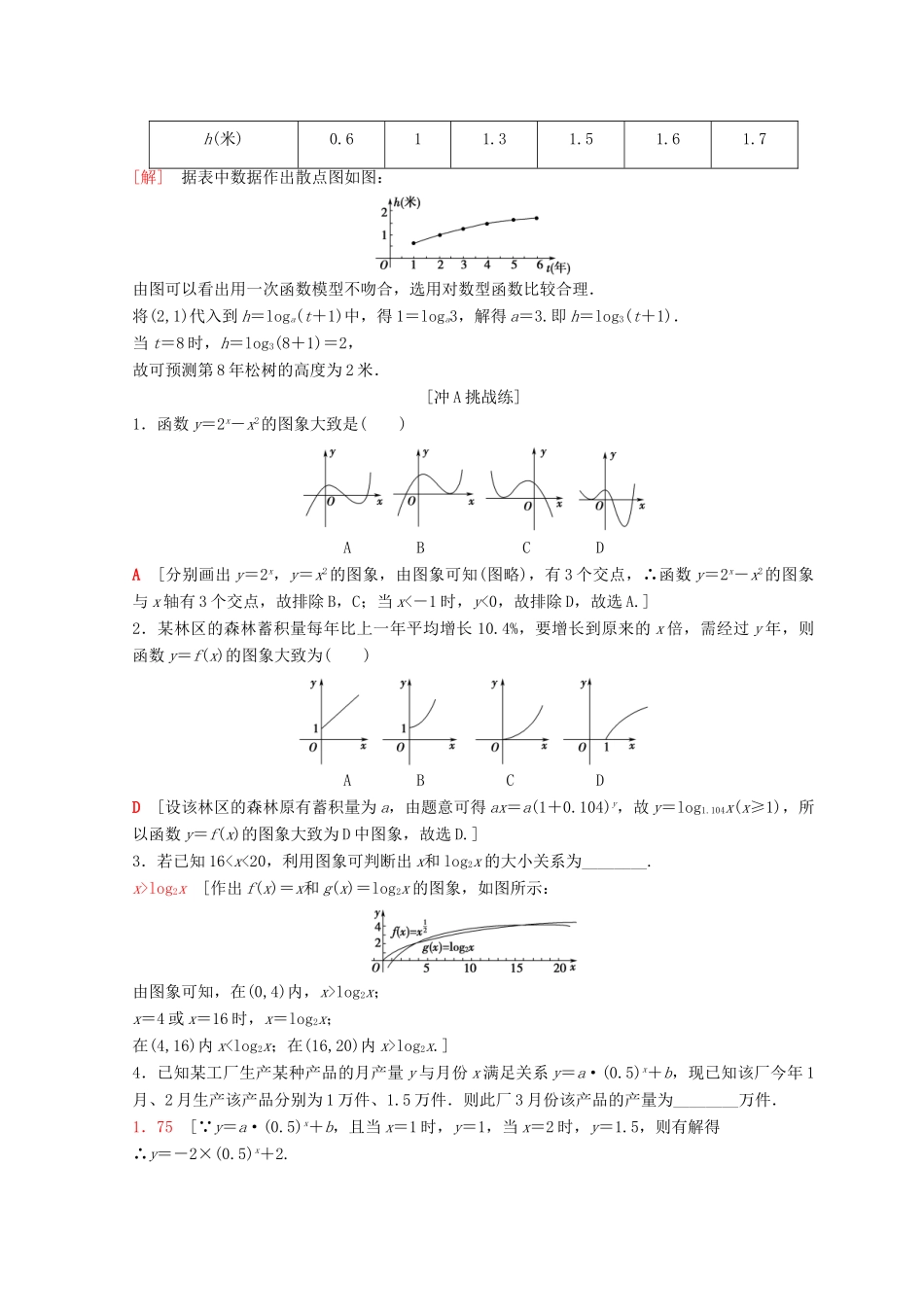 高中数学 第三章 函数的应用 3.2 函数模型及其应用 3.2.1 几类不同增长的函数模型课时分层作业24 新人教A版必修1-新人教A版高一必修1数学试题_第3页