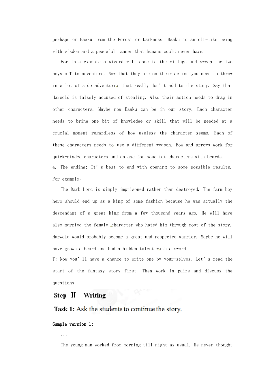 四川省宣汉中学2014高中英语 Module 2 Fantasy Literature The Sixth Period Writing教案 外研版选修6_第3页